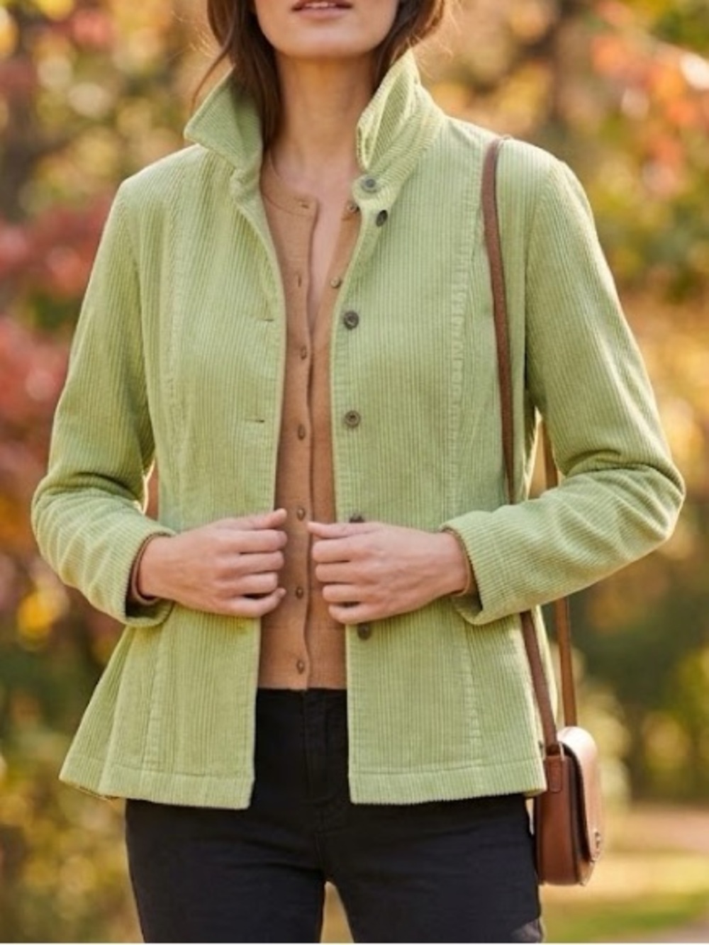 NorthStyle Sage Wide Wale Corduroy 100% Cotton Jacket M Cinch Waist Granola
